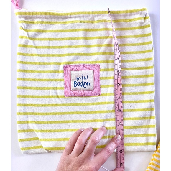 Mini Boden Striped Drawstring Bags - Picture 6 of 7